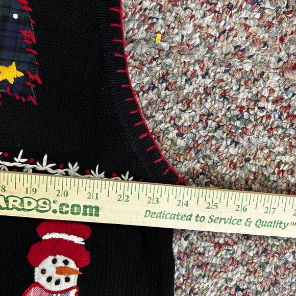 VTG Victoria Jones Women Black Embellished Christmas Full Zip Sweater Vest 2X - Picture 12 of 13